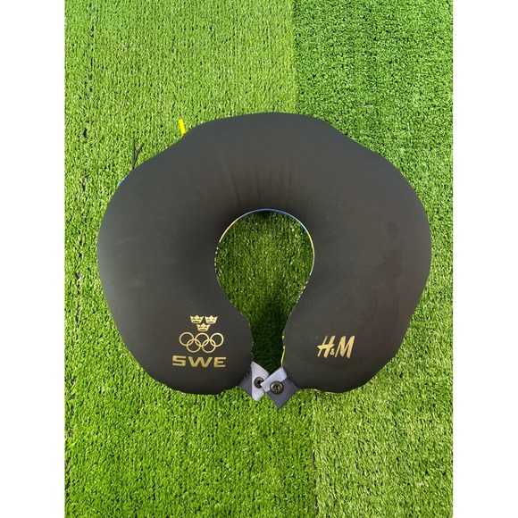 H&M Other - H&M‎ SWE Sweden Olympics Neck Pillow Travel Comfort Black Gold Logo